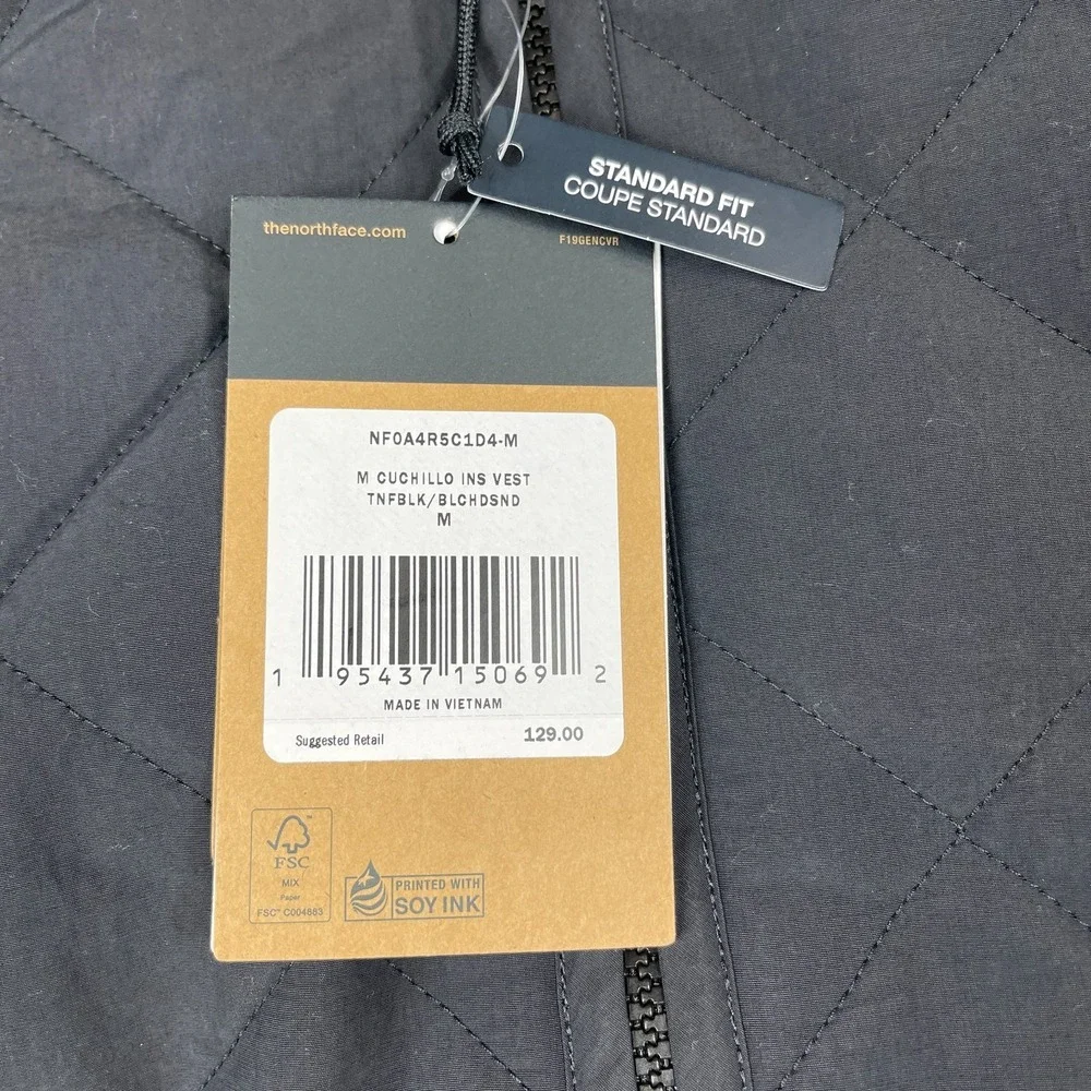 North Face‎ Cuchillo Insulated Vest Mens Medium Black Sherpa Lined NEW